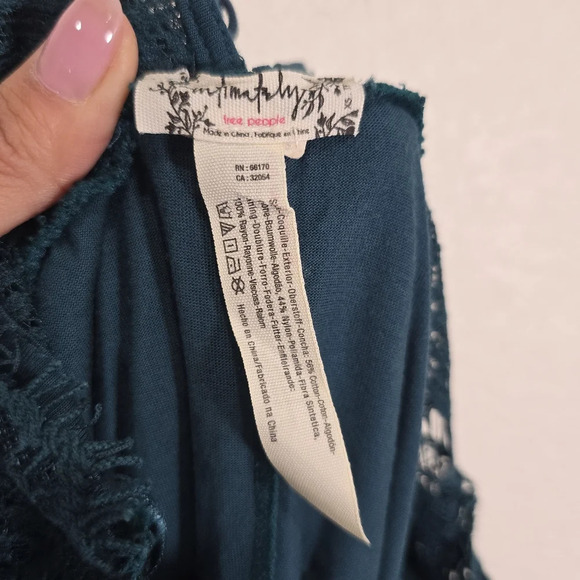 Free People Intimately Womans Macrame Mini Dress in Deep Jade‎ Size XS - Picture 8 of 9